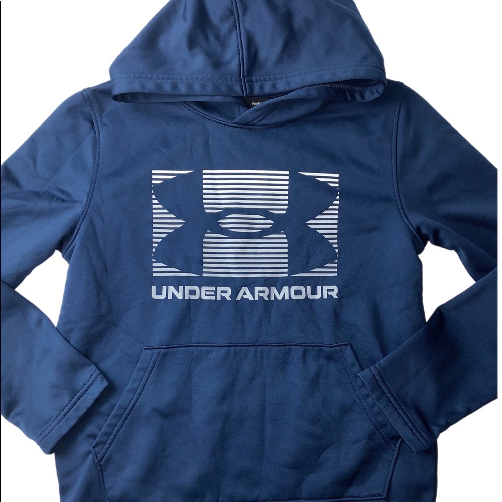 Boys Navy Under Armour Hoodie Sweatshirt youth medium M